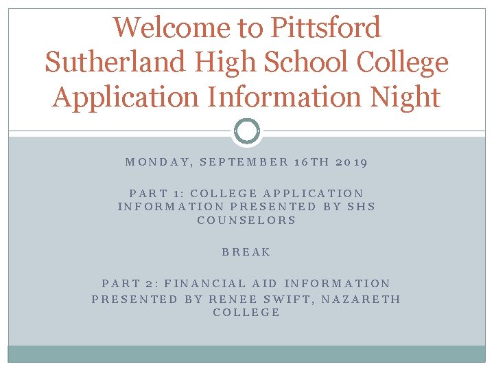 to Pittsford Sutherland High School College Application