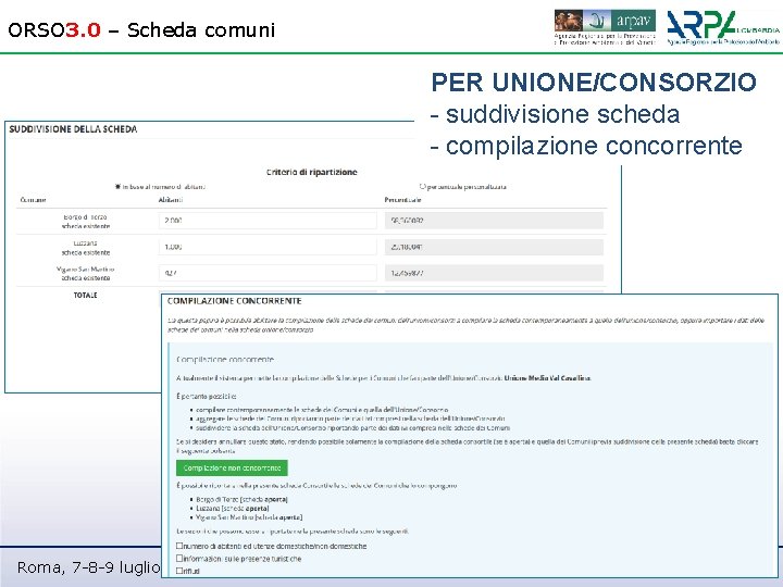 ORSO 3. 0 – Scheda comuni PER UNIONE/CONSORZIO - suddivisione scheda - compilazione concorrente