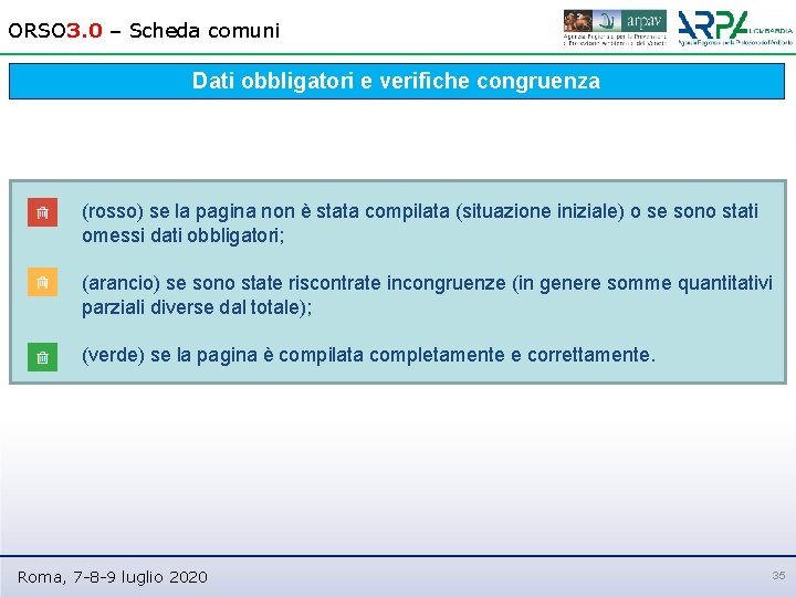 ORSO 3. 0 – Scheda comuni Dati obbligatori e verifiche congruenza (rosso) se la