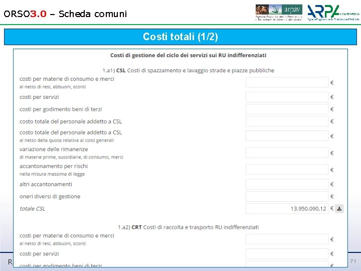 ORSO 3. 0 – Scheda comuni Costi totali (1/2) Roma, 7 -8 -9 luglio