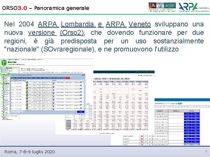 ORSO 3. 0 – Panoramica generale Nel 2004 ARPA Lombardia e ARPA Veneto sviluppano