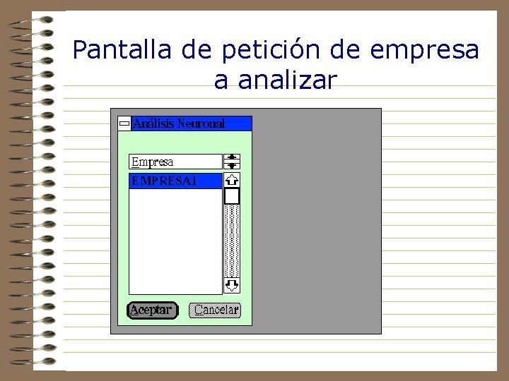 Pantalla de petición de empresa a analizar 