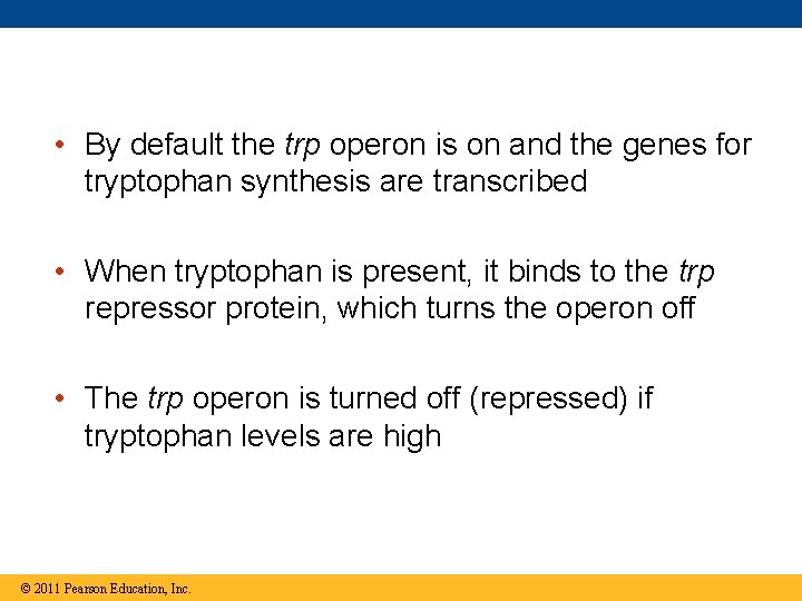  • By default the trp operon is on and the genes for tryptophan