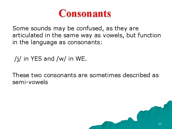 Consonants Some sounds may be confused, as they are articulated in the same way Consonants Some sounds may be confused, as they are articulated in the same way