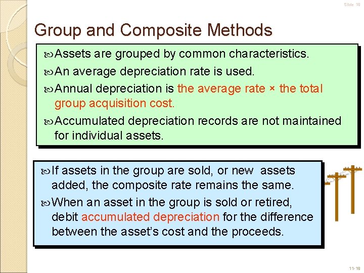Slide 19 Group and Composite Methods Assets are grouped by common characteristics. An average