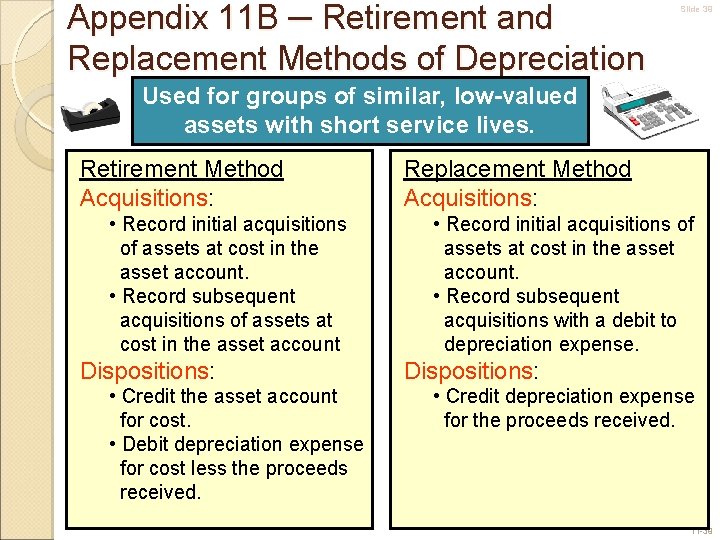 Appendix 11 B ─ Retirement and Replacement Methods of Depreciation Slide 39 Used for