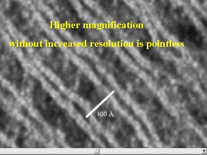 Higher magnification without increased resolution is pointless 400 Å 
