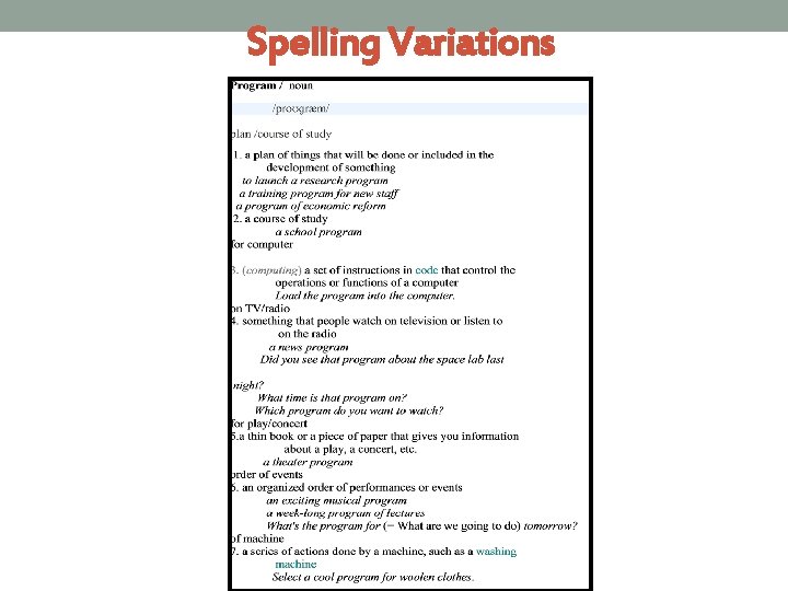 Spelling Variations 