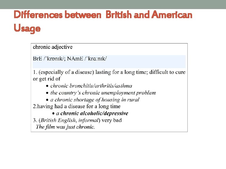 Differences between British and American Usage 