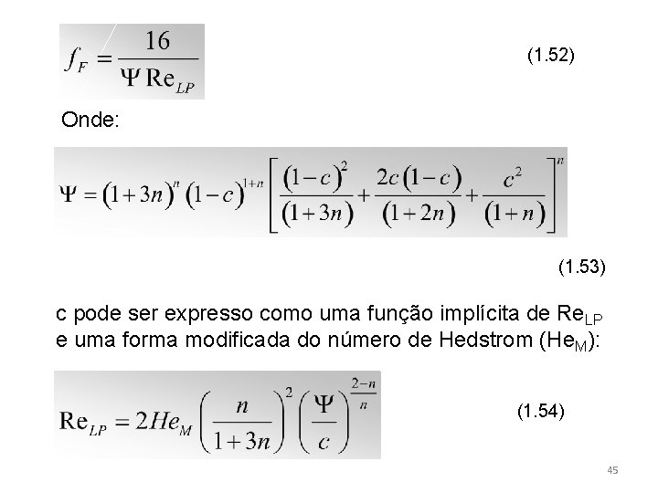(1. 52) Onde: (1. 53) c pode ser expresso como uma função implícita de