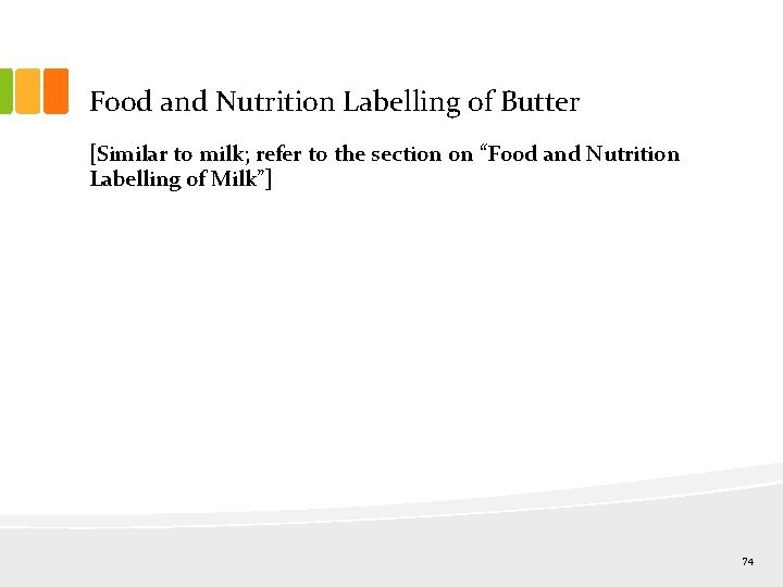 Food and Nutrition Labelling of Butter [Similar to milk; refer to the section on