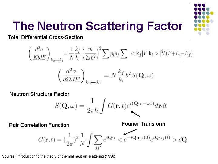 The Neutron Scattering Factor Total Differential Cross-Section Neutron Structure Factor Pair Correlation Function Squires,