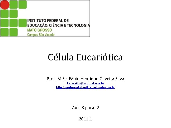 Célula Eucariótica Prof. M. Sc. Fábio Henrique Oliveira Silva fabio. silva@svc. ifmt. edu. br