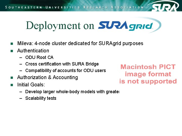 Deployment on Mileva: 4 -node cluster dedicated for SURAgrid purposes n Authentication n – Deployment on Mileva: 4 -node cluster dedicated for SURAgrid purposes n Authentication n –
