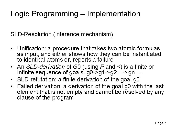 Logic Programming and Prolog Presenter John Xu Date