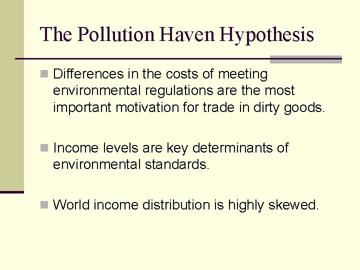 International Trade The Environment Theory And Evidence M
