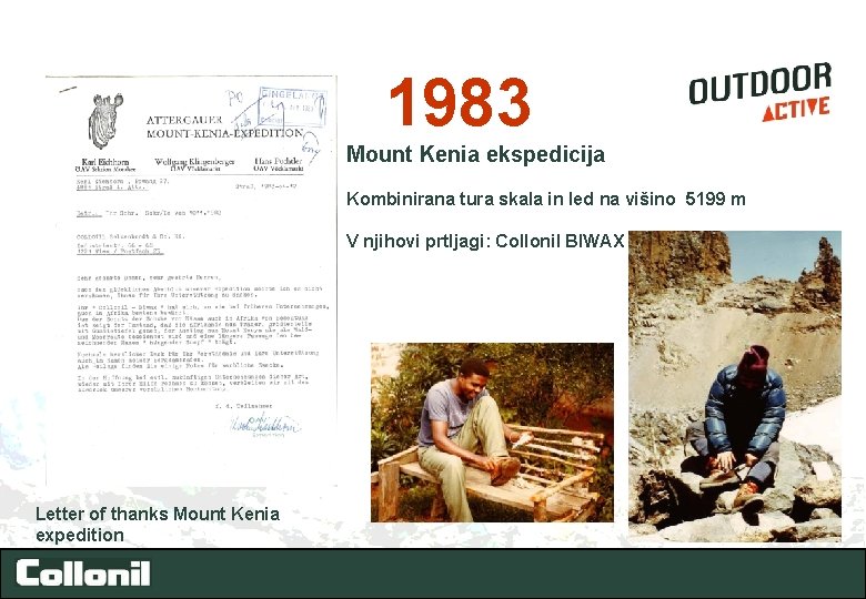 1983 Mount Kenia ekspedicija Kombinirana tura skala in led na višino 5199 m V