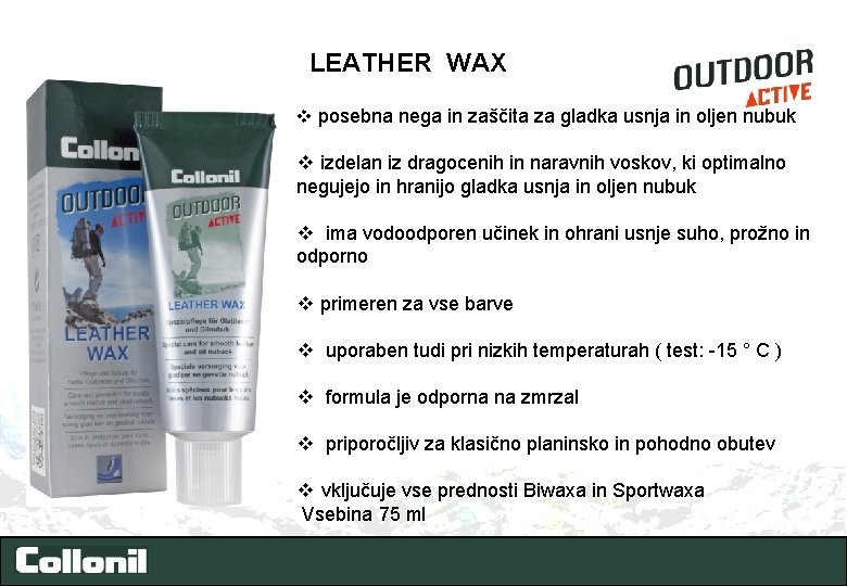 LEATHER WAX v posebna nega in zaščita za gladka usnja in oljen nubuk v