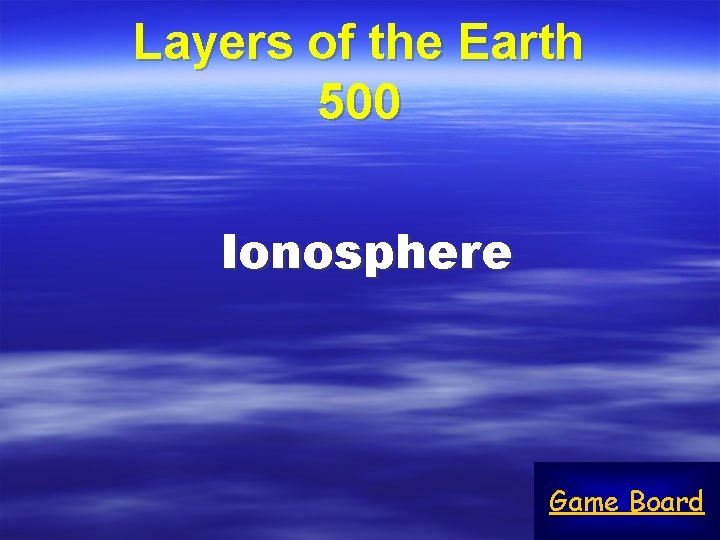 Layers of the Earth 500 Ionosphere Game Board 