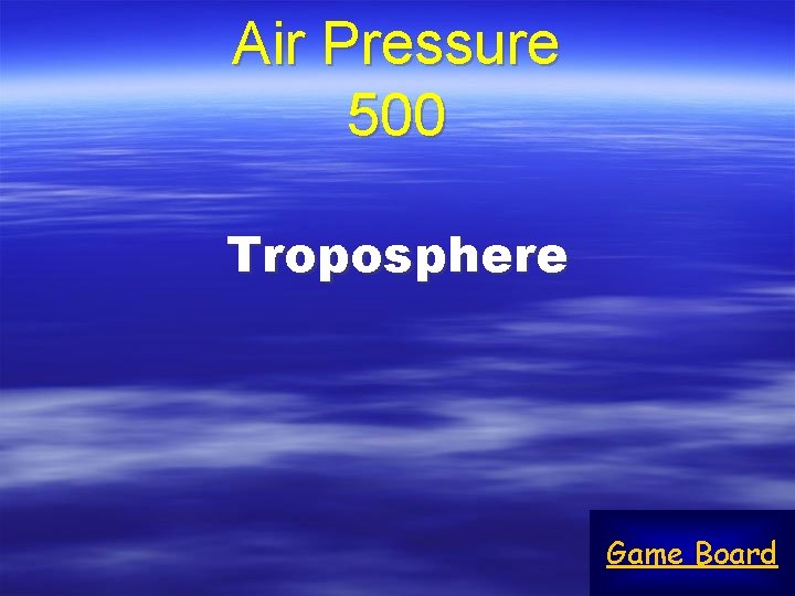 Air Pressure 500 Troposphere Game Board 