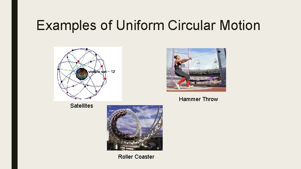 Examples of Uniform Circular Motion Hammer Throw Satellites Roller Coaster 