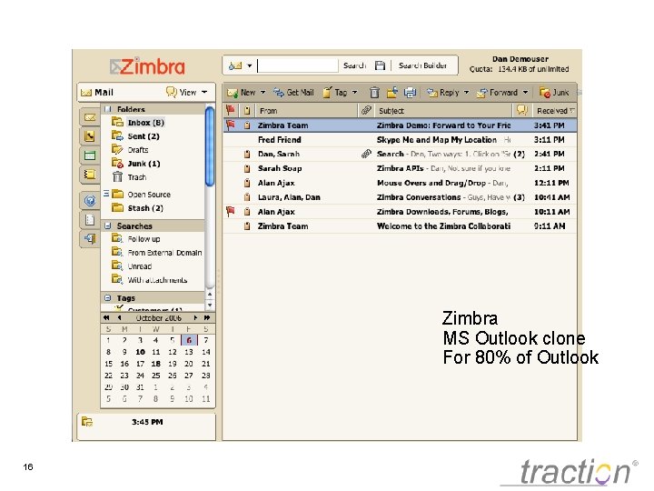 Zimbra MS Outlook clone For 80% of Outlook 16 