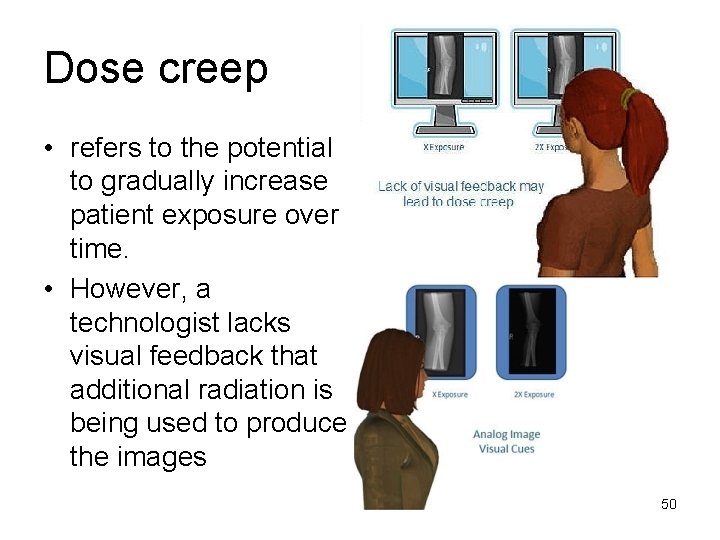 Dose creep • refers to the potential to gradually increase patient exposure over time.