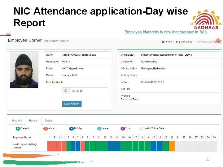NIC Attendance application-Day wise Report 25 