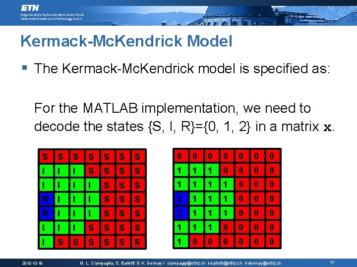 Kermack-Mc. Kendrick Model § The Kermack-Mc. Kendrick model is specified as: For the MATLAB