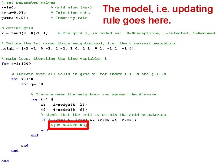 The model, i. e. updating rule goes here. MATLAB implementation 2010 -10 -18 G.