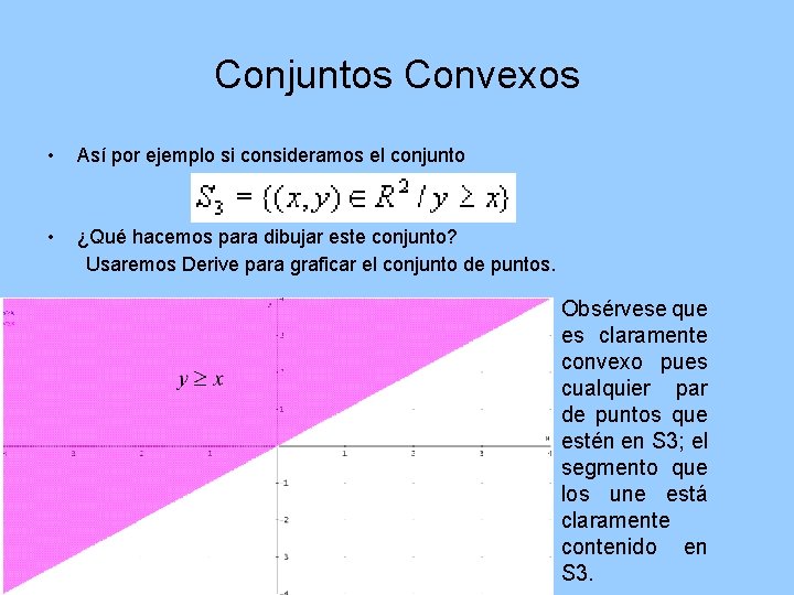 Conjuntos Convexos • Así por ejemplo si consideramos el conjunto • ¿Qué hacemos para