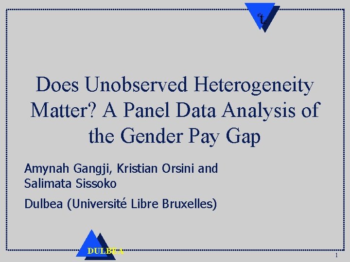 Does Unobserved Heterogeneity Matter? A Panel Data Analysis of the Gender Pay Gap Amynah