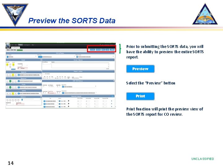 Preview the SORTS Data Prior to submitting the SORTS data, you will have the