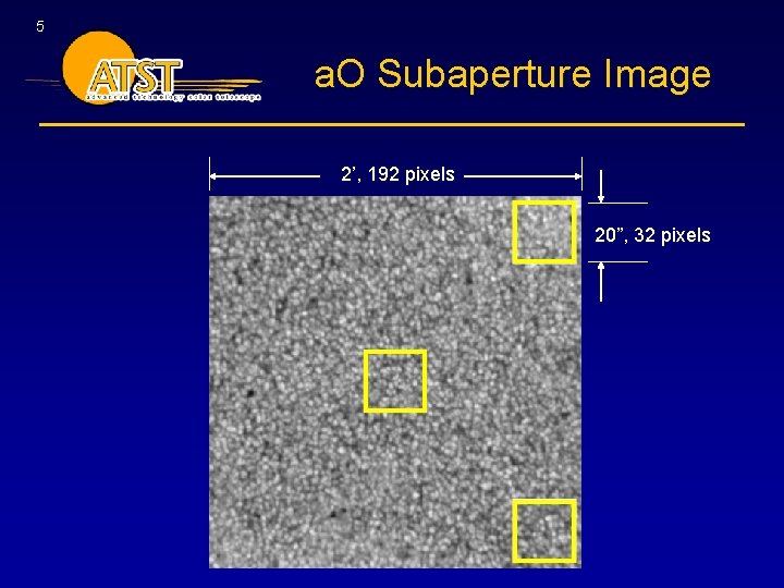 5 a. O Subaperture Image 2’, 192 pixels 20”, 32 pixels 