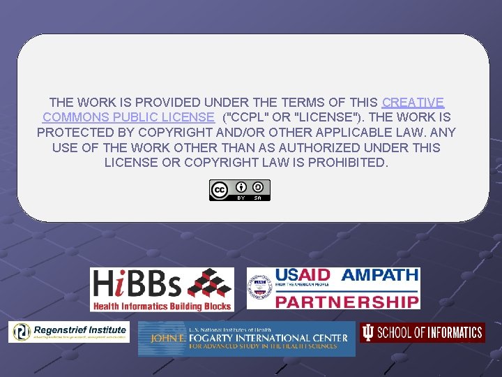 THE WORK IS PROVIDED UNDER THE TERMS OF THIS CREATIVE COMMONS PUBLIC LICENSE ("CCPL" THE WORK IS PROVIDED UNDER THE TERMS OF THIS CREATIVE COMMONS PUBLIC LICENSE ("CCPL"