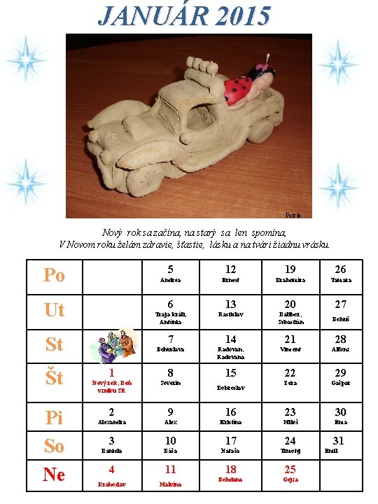 JANUÁR 2015 Patrik Nový rok sa začína, na starý sa len spomína, V Novom