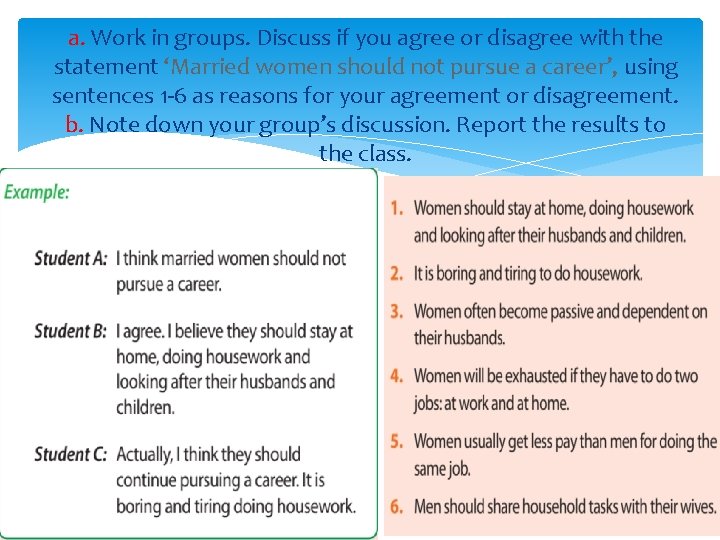 a. Work in groups. Discuss if you agree or disagree with the statement ‘Married