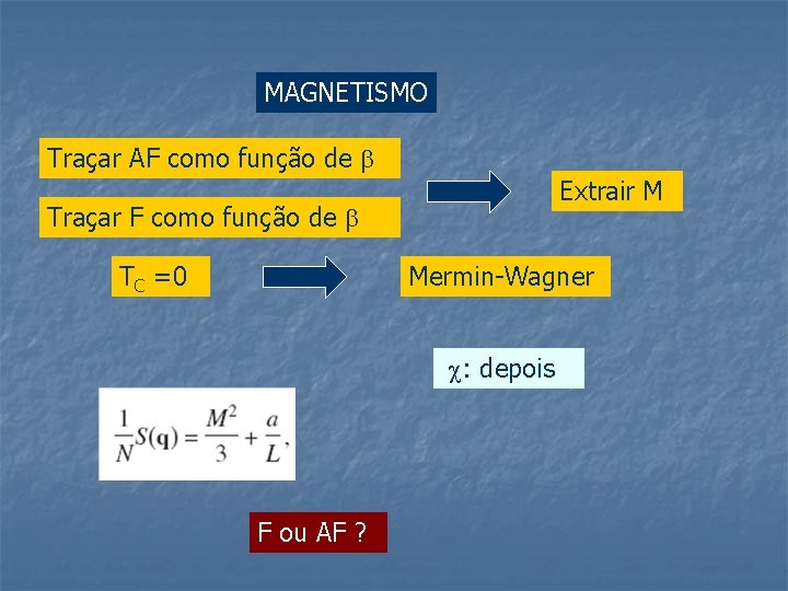 MAGNETISMO Traçar AF como função de Extrair M Traçar F como função de TC
