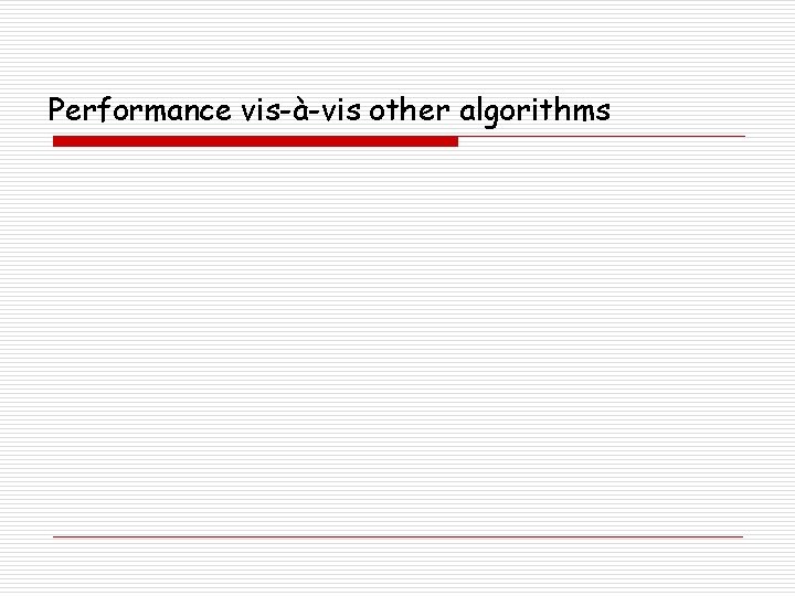Performance vis-à-vis other algorithms 