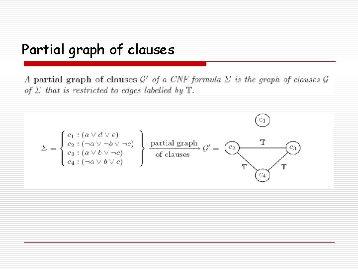 Partial graph of clauses 