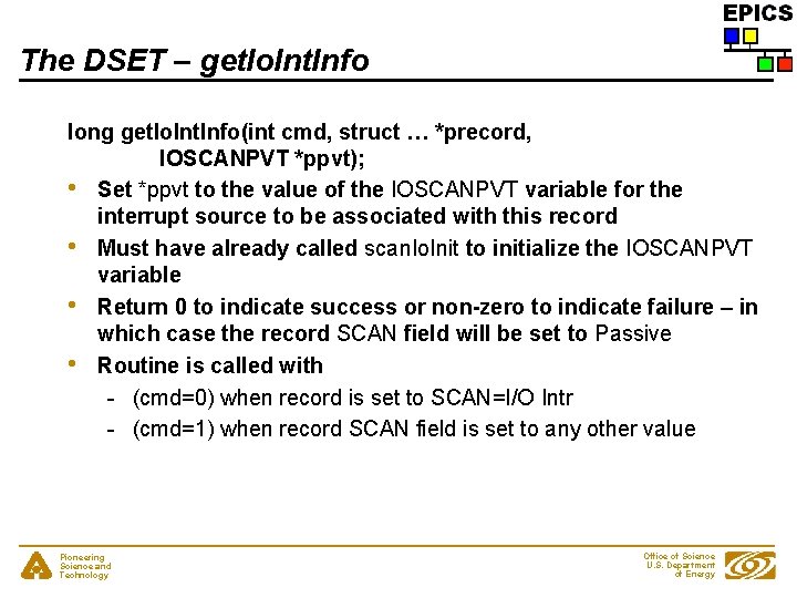 The DSET – get. Io. Int. Info long get. Io. Int. Info(int cmd, struct