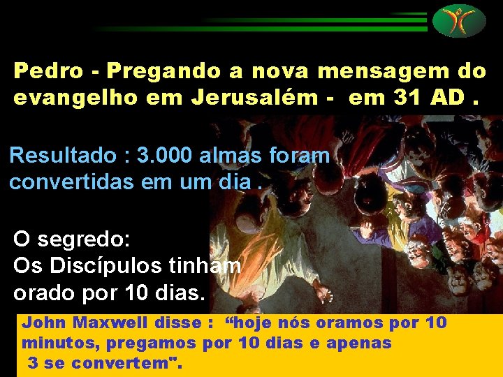 Pedro - Pregando a nova mensagem do evangelho em Jerusalém - em 31 AD.