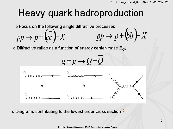 6 M. L. Mangano et al, Nucl. Phys. B 373, 295 (1992) Heavy quark