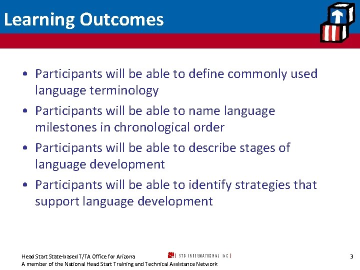 Learning Outcomes • Participants will be able to define commonly used language terminology •