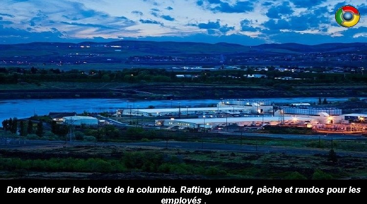 Data center sur les bords de la columbia. Rafting, windsurf, pêche et randos pour