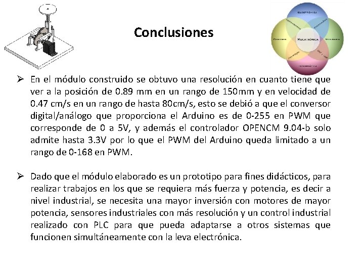 Conclusiones Ø En el módulo construido se obtuvo una resolución en cuanto tiene que