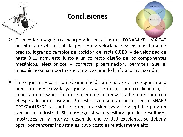 Conclusiones Ø El encoder magnético incorporado en el motor DYNAMIXEL MX-64 T permite que