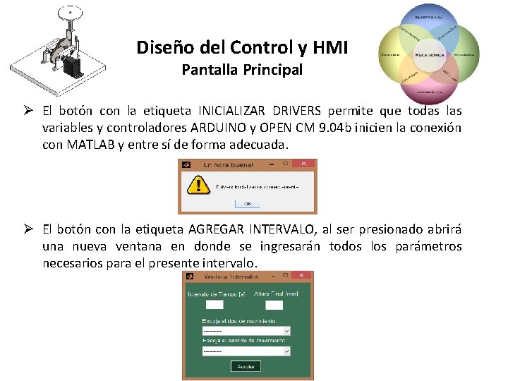 Diseño del Control y HMI Pantalla Principal Ø El botón con la etiqueta INICIALIZAR