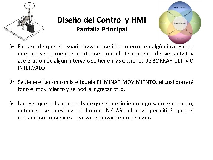Diseño del Control y HMI Pantalla Principal Ø En caso de que el usuario