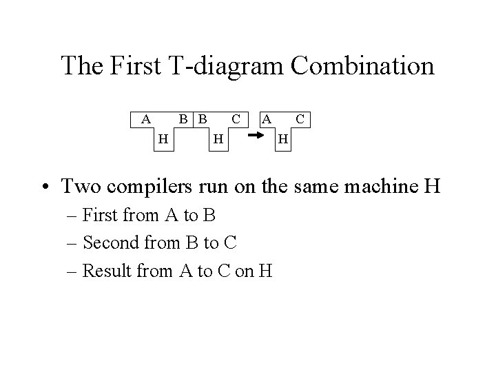 The First T-diagram Combination A B B H C A H C H •